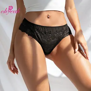 Wholesale factory price high quality sexy black lace sheer panties