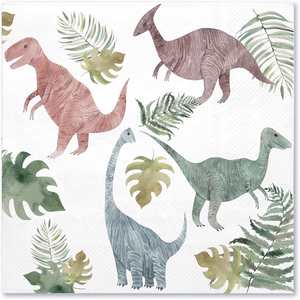 Serviettes en papier jetables 2 plis 13x13 pouces pour restaurant, sans motif dinosaure, 18 g/m², en pâte de bois, carrées, 4 plis, style sac - Product Image 4