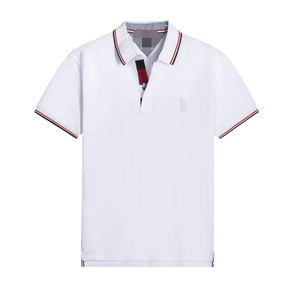 Polo classique décontracté pour homme, couleur unie, manches courtes, en coton tissé, col brodé, vente en gros - Product Image 1