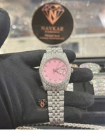 Montre de fiançailles en argent 925 avec moissanite VVS pour homme et femme, idéale pour les événements formels, disponible à la vente