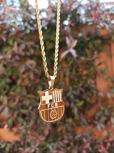 Collar con Colgante del FC <span class=keywords><strong>Barcelona</strong></span>, Joyería para Fanáticos del Club de Fútbol Barça, Regalo Personalizado Grabado en Acero Inoxidable, Joyería Deportiva - Product Image 3