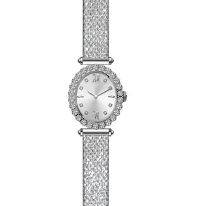 Relógio de quartzo feminino de alta qualidade em aço inoxidável personalizado de fábrica, relógio de mão de cristal à prova d'água com design de moda