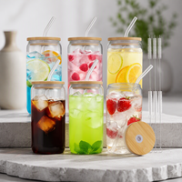 JY Lot de 6 verres à boire avec couvercles et pailles, 16oz/500ml, pour café glacé, smoothies, bière, gobelets transparents anti-fuite