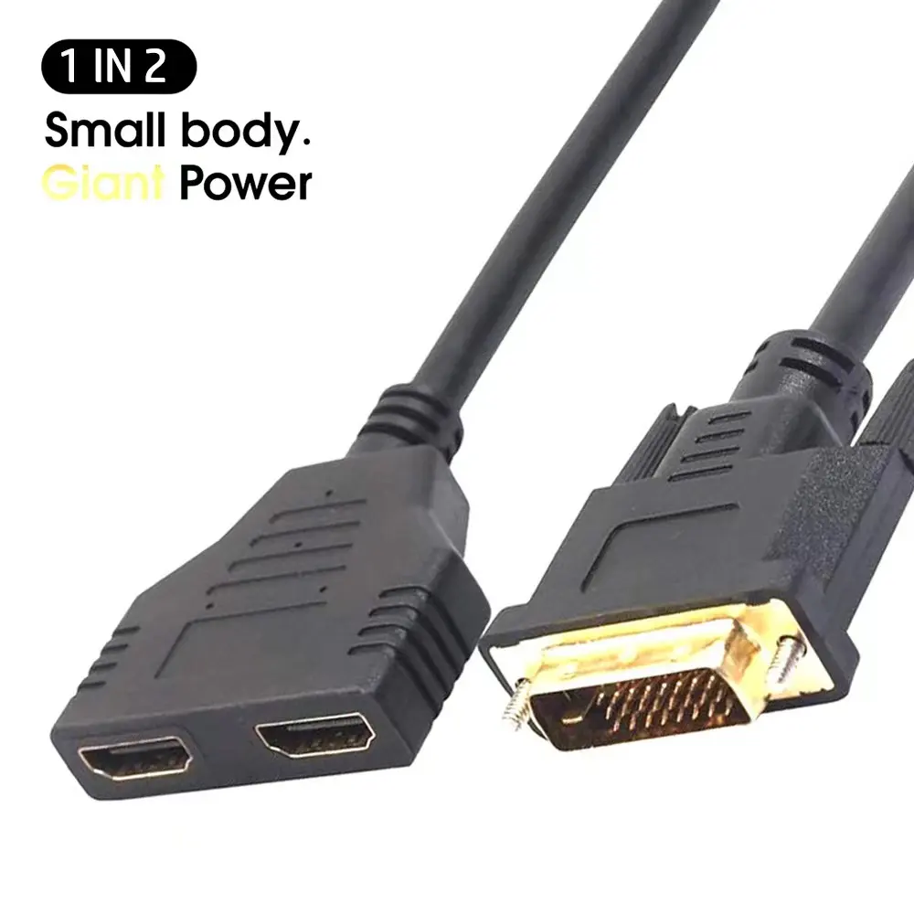 Double HDMI Female To DVI Male 1080P HD Cable Gold Plated Connectors TV Computer Projector Laptop Cable HDMI To DVI Cable