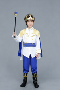 Costume de cosplay de prince royal pour enfants, Halloween, carnaval, garçons, 7 pièces, couronne de prince, sceptre, cape, costume royal, vêtements - Product Image 4