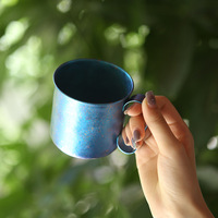 Mug en titane 320 ml, mug à café de camping, tasse à eau avec logo personnalisé, tasse d'extérieur pour la randonnée, la cuisine et le backpacking