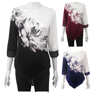 Female Fashion <b>Long</b> Floral Autumn O-neck Blouse Casual Plus Size <b>Tops</b> - Product Image 1
