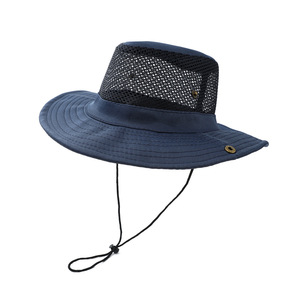 Verano nuevo diseño plegable transpirable al aire libre Sunhats Unisex personalizado Big Brim Bucket Hat con cuerda - Product Image 1