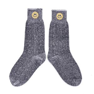 Chaussettes en coton chaud d'automne de haute qualité, tricotées, motif de visage souriant brodé, chaussettes de travail personnalisées - Product Image 3