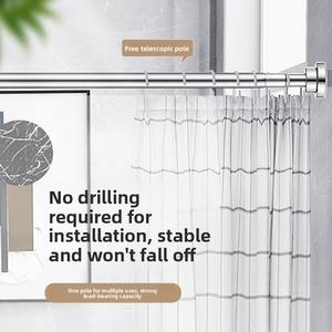 Tringle télescopique <span class=keywords><strong>extensible</strong></span> réglable pour vêtements, serviettes <span class=keywords><strong>de</strong></span> <span class=keywords><strong>douche</strong></span>, rideau à <span class=keywords><strong>ressort</strong></span> en acier inoxydable, tiges chargées - Product Image 3