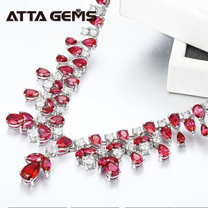 실험실 루비 커런덤 펜던트 925 스털링 실버 사파이어 목걸이 루비 펜던트 쥬얼리 약혼 선물 - Product Image 1