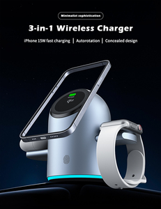 <span class=keywords><strong>Chargeur</strong></span> sans fil intelligent 3 en 1 15W S9 Charge rapide Support de charge magnétique 3 en 1 pour écouteurs <span class=keywords><strong>iPhone</strong></span> Montres - Product Image 2