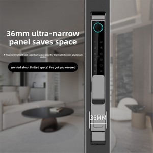 กุญแจล็อคประตูอัจฉริยะแบบบางไร้ขอบ รองรับ <span class=keywords><strong>WiFi</strong></span> สำหรับแอป Tuya ล็อคอิเล็กทรอนิกส์ด้วยลายนิ้วมือ โครงอะลูมิเนียม สำหรับประตูกระจก พร้อมระบบจัดเก็บ<span class=keywords><strong>ข้อ</strong></span>มูลบนคลาวด์ - Product Image 4