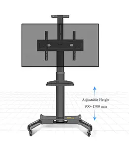 161 Height Adjustable Mobile TV Trolley Cart Wheels Rolling LCD Floor Stand Mount for LED TV Plasma Screen 32-65 TV Rack