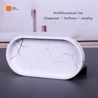 Petit plateau ovale en résine effet marbre blanc, multifonctionnel, pour rangement de salle de bain, parfums, bagues et articles de toilette