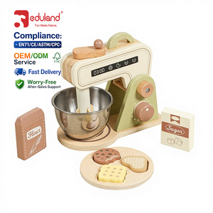EDULAND OEM ODM Juego <span class=keywords><strong>de</strong></span> <span class=keywords><strong>Juguetes</strong></span> <span class=keywords><strong>de</strong></span> Cocina <span class=keywords><strong>de</strong></span> Madera Verde para Niños, Licuadora <span class=keywords><strong>de</strong></span> Simulación, Utensilios para Hacer Pan - Product Image 1