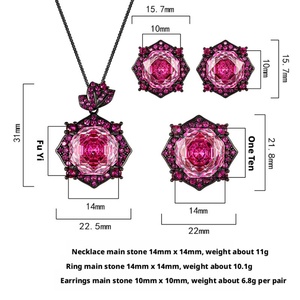 Factory Wholesale Eco-friendly Copper Gold Plated 14-10mm Zircon Necklace and <b>Ear</b> <b>Ring</b> Set Women Wedding Jewelry Sets - Product Image 2