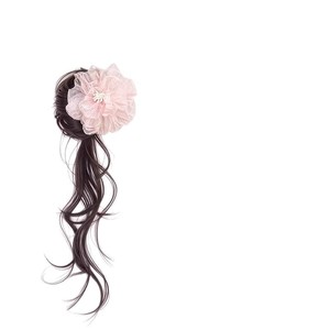 Camellia Flower Bun Wig With Hair <b>Clip</b> Natural Fluffy Simulated Hair For Women <b>Spring</b> Style - Product Image 2