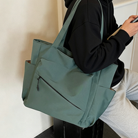 Sac fourre-tout en toile tendance avec poche diagonale zippée, grande capacité, sac à bandoulière double couche, sac de maman, logo personnalisé