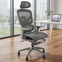Chaise ergonomique en maille pour ordinateur, avec coussin de siège ajouré contemporain, accoudoirs inclinables et pivotants, idéale pour bureau, hôtel, chambre à coucher