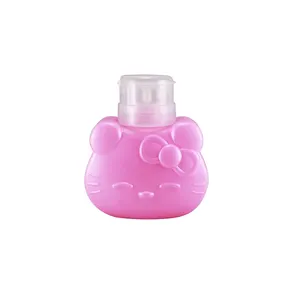 380毫升粉红色 Hello Kitty 风格 PE 指甲油卸妆瓶带泵