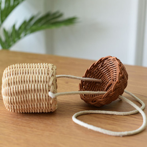Mini Rattan Acorn Bag Handmade Crossbody <b>Woven</b> <b>Basket</b> For Children Props Decorative Storage Bowl Shape - Product Image 2