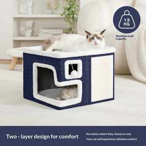 Lit pour chat respirant et chaud pour l'hiver, entièrement fermé, facile à démonter et à laver, tout-en-un, grande taille, pliable, adapté à toutes les saisons - Product Image 3