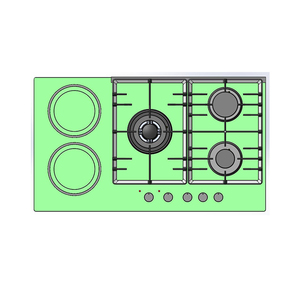 Estufa <span class=keywords><strong>de</strong></span> Inducción Híbrida <span class=keywords><strong>de</strong></span> <span class=keywords><strong>Gas</strong></span> y Eléctrica con Panel <span class=keywords><strong>de</strong></span> Vidrio <span class=keywords><strong>de</strong></span> 5 Quemadores para Uso en Hoteles y Hogares, Diseño Integrado, Color Negro - Product Image 6