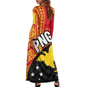 2025 nouvelle papouasie nouvelle guinée imprimer robe femmes été à manches longues poche polynésien <span class=keywords><strong>Totem</strong></span> imprimer genou longueur jupe vêtements - Product Image 3