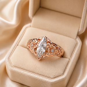 Anello di Lusso con Zirconi a Forma di Marquise, Placcato in Oro Rosa, Gioiello da Festa per Donne - Product Image 6