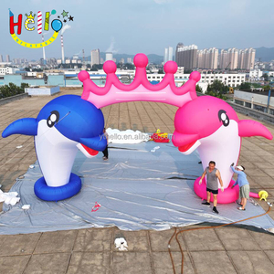 Arco inflable de animales para <span class=keywords><strong>acuario</strong></span>, arco de delfines inflable rosa y azul - Product Image 4