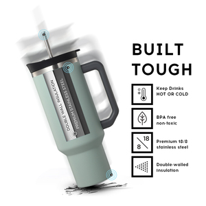 Vaso Térmico de Acero Inoxidable de Gran Capacidad, 40 oz, con Asa y Pajita, Aislamiento Térmico de 12-24 Horas, Libre de BPA, en Caja de Regalo - Product Image 4