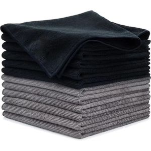 Chiffon de <span class=keywords><strong>nettoyage</strong></span> <span class=keywords><strong>pour</strong></span> appareils électroménagers en microfibre noire de luxe - Chiffons réutilisables sans peluches <span class=keywords><strong>pour</strong></span> la cuisine et la maison - Product Image 1