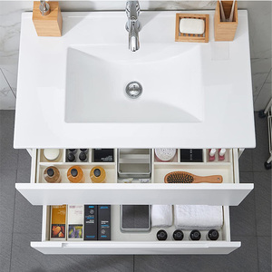 Mobile da <span class=keywords><strong>Bagno</strong></span> Moderno da 30 Pollici con <span class=keywords><strong>Lavabo</strong></span>, Montaggio a Parete, Finitura <span class=keywords><strong>in</strong></span> PVC Bianco per il Mercato Europeo - Product Image 2
