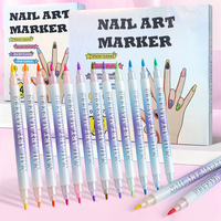 Ensemble de 28 stylos à double pointe pour nail art, pinceaux doux et pointes fines, marqueurs de dessin aux couleurs bonbon, fabriqués en Chine
