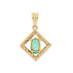 Pendentif solitaire de luxe en or jaune massif 18 carats pour femmes émeraude naturelle et pierre précieuse en diamant pour les fêtes - Product Image 4
