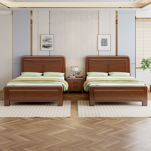 Lit en bois massif de style nordique 1,8 m avec rangement, lit de mariage pour chambre principale 1,5 m, lit moderne minimaliste pour appartement - Product Image 2