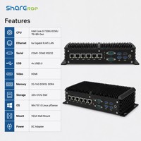 Sharerdp OEM ODM, Mini Computadora Industrial Integrada sin Ventilador con Procesador Intel Core I5 de 7ª y 8ª Generación 7200U 8250U, 6 Puertos Gigabit LAN COM