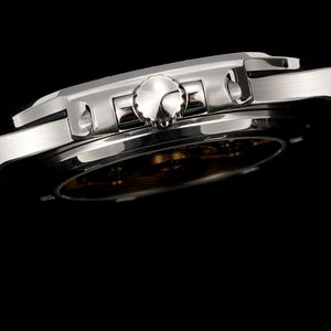 Reloj Deportivo Elegante con Acabado Platino Premium, Caja de Acero 316L, Esfera con Diseño de Onda Horizontal, Ideal para Viajes de Negocios y Ocio - Product Image 5