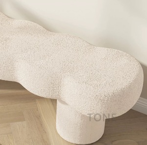 Pouf pliable moderne en tissu pour la décoration intérieure, chambre à coucher, salon, long canapé, changement de chaussures - Style cachemire écologique - Product Image 4