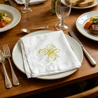 Serviettes en tissu brodées avec logo personnalisé de luxe, serviettes de table en lin pour table à manger, mariage, hôtel, restaurant, décoration