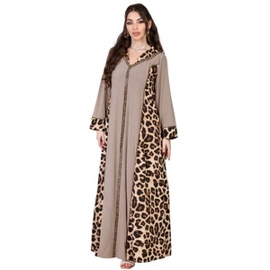 Diamonds Leopard Print Jalabiya Arabic Long Dress Women Gulf Saudi Party Evening Robe Abaya <strong>Sequin</strong> Muslim Islam Ramadan <strong>Kaftan</strong> - Product Image 5