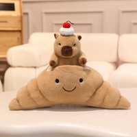 Peluche personnalisable Capybara Croissant Gâteau Mignon, Jouet en Peluche Personnalisable, Décoration d'Anniversaire, Vente en Gros, OEM, Coton PP, Maille
