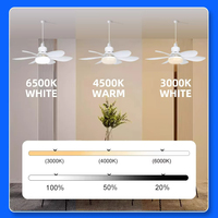 Chambre à coucher intérieure Silence à trois vitesses E27 Ampoule à tête mobile Ventilateur de plafond intelligent avec lumière et télécommande