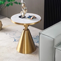 Table basse d'hôtel en acier inoxydable, table ronde de luxe légère pour la maison, table d'appoint amovible pour canapé d'angle
