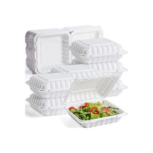Cajas de comida biodegradables para llevar, aptas para microondas, de 9x9 pulgadas, al por mayor. - Product Image 2