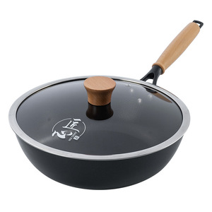 Titanium Plated Iron Wok 32 Cm Non Stick Flat Bottom For Gas And Induction Cooking - Product Image 1