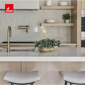Alland Custom Nordic Solid White Oak Kitchen <strong>Cabinets</strong> <strong>With</strong> Upper <strong>Wall</strong> <strong>Cabinet</strong> and Marble Top Island Open Kitchen Handle Cupboard - Product Image 4