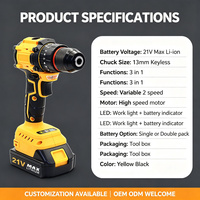 Perceuse sans fil 21V 3 en 1, visseuse à chocs, tournevis électrique, batterie au lithium, mandrin 13mm, outil électrique, vente en gros OEM