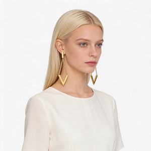 Pendientes de Aro Geométricos de Moda, Pendientes Minimalistas Hipoalergénicos Chapados en Oro de 18K para Mujer, Estilo Boho, Ideales para Regalo - Product Image 3